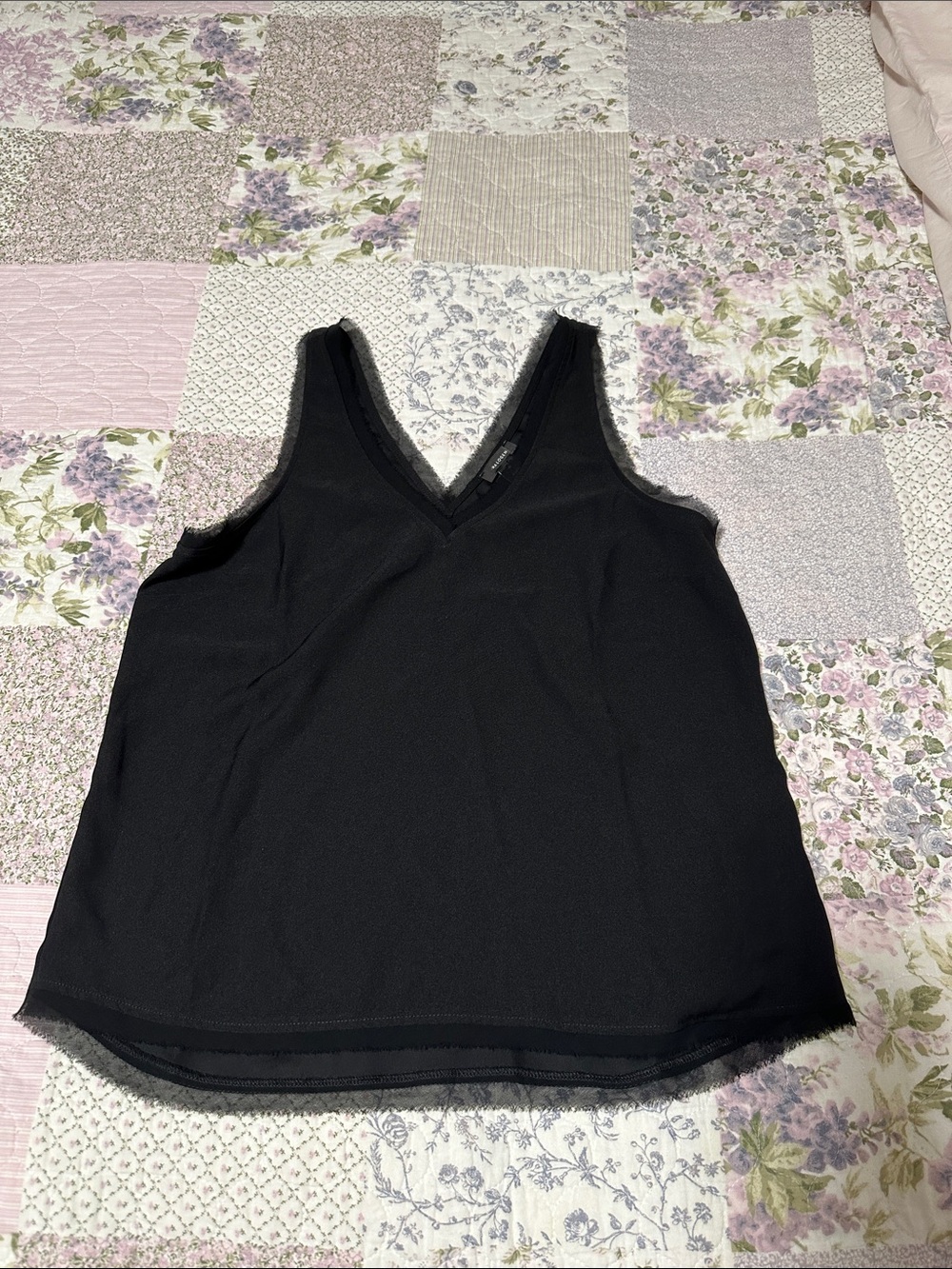 Halogen Black V-Neck Lace-Trim Camisole
